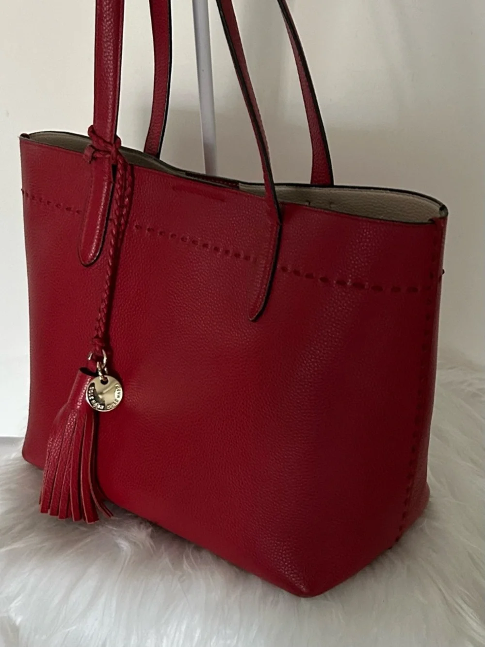 Cole Haan Red Leather Shoulder bag structured tote bag everyday